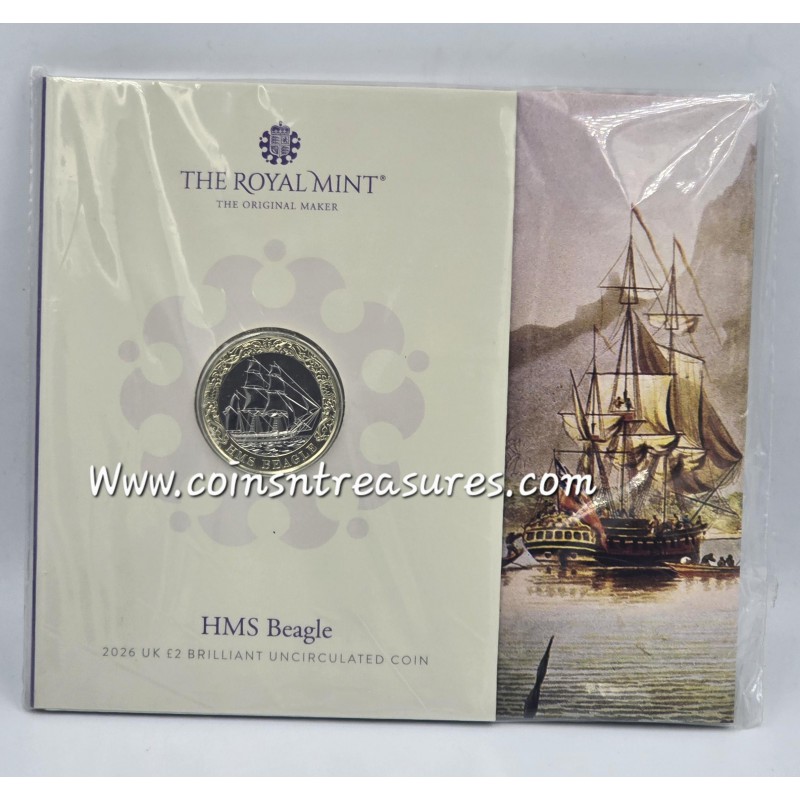 HMS Beagle 2026 UK £2 Brilliant Uncirculated Coin in Blister WORLD COINS