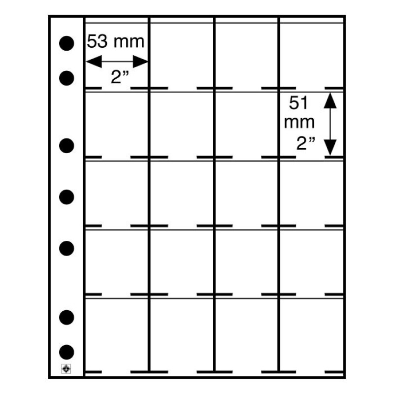 Grande plastic sheets for 20 coin frames, pack of 5 ACCESSORIES & SUPPLIES