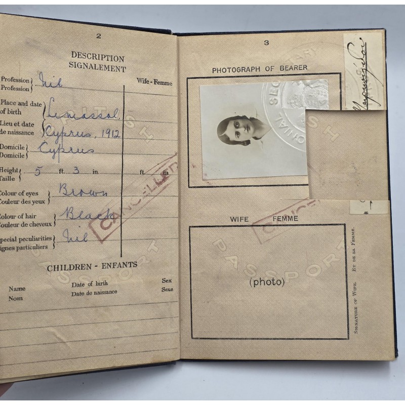 CYPRUS 1934 ISSUE BRITISH ADMINISTRATION PASSPORT CANCELLED ANTIQUES & OTHER COLLECTIBLES