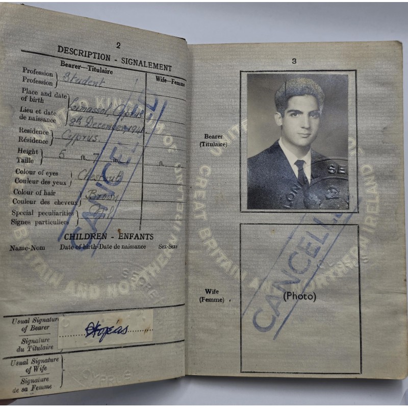 CYPRUS 1958 ISSUE BRITISH ADMINISTRATION PASSPORT CANCELLED ANTIQUES & OTHER COLLECTIBLES