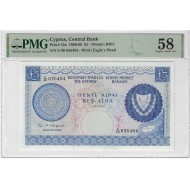 CYPRUS 5 POUNDS 1969 BANKNOTE P44a PMG 58