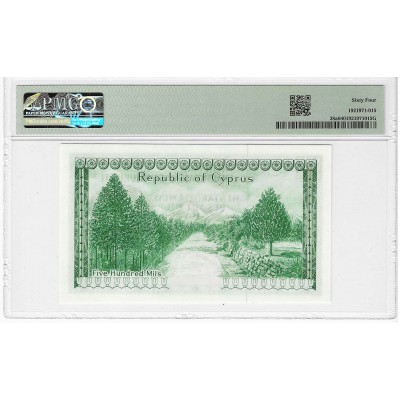 CYPRUS 500 MILS 1961 UNC BANKNOTE P38a PMG 64 