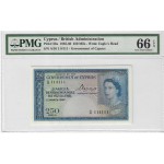 CYPRUS 250 MILS 1957 BANKNOTE QEII UNC PMG 66 EPQ p33a WORLD BANKNOTES
