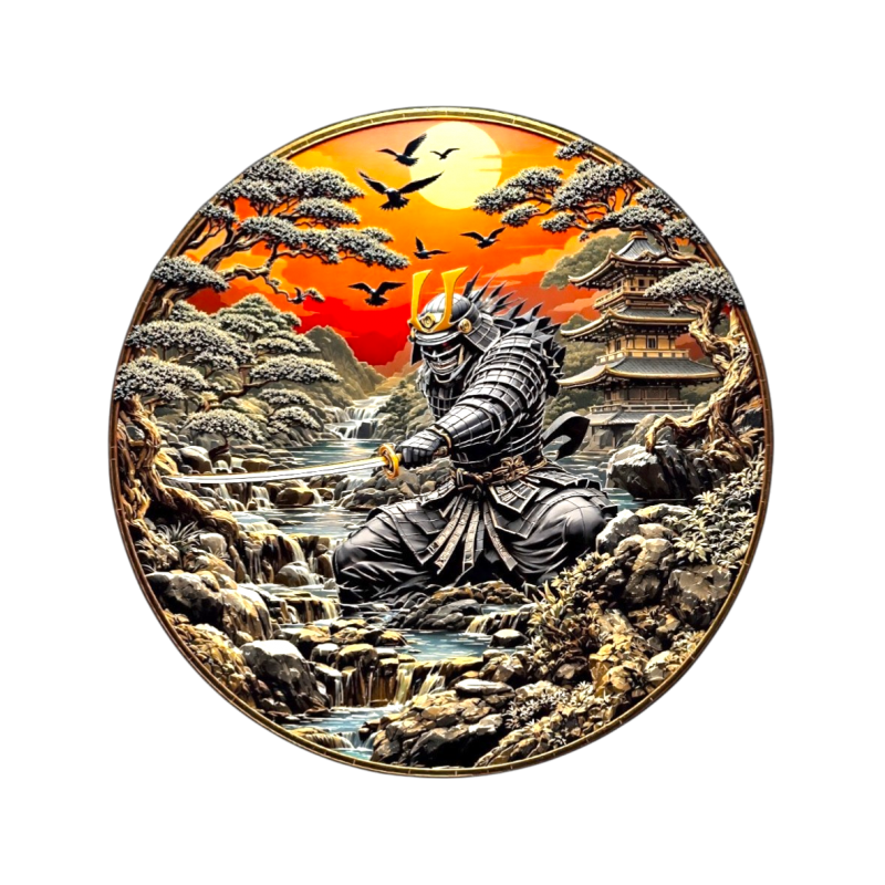Ancient Warriors Samurai 5 oz Colorized Copper 999 Coin GOLD AND SILVER BULLION