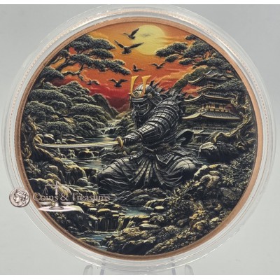 Ancient Warriors Samurai 5 oz Colorized Copper 999 Coin