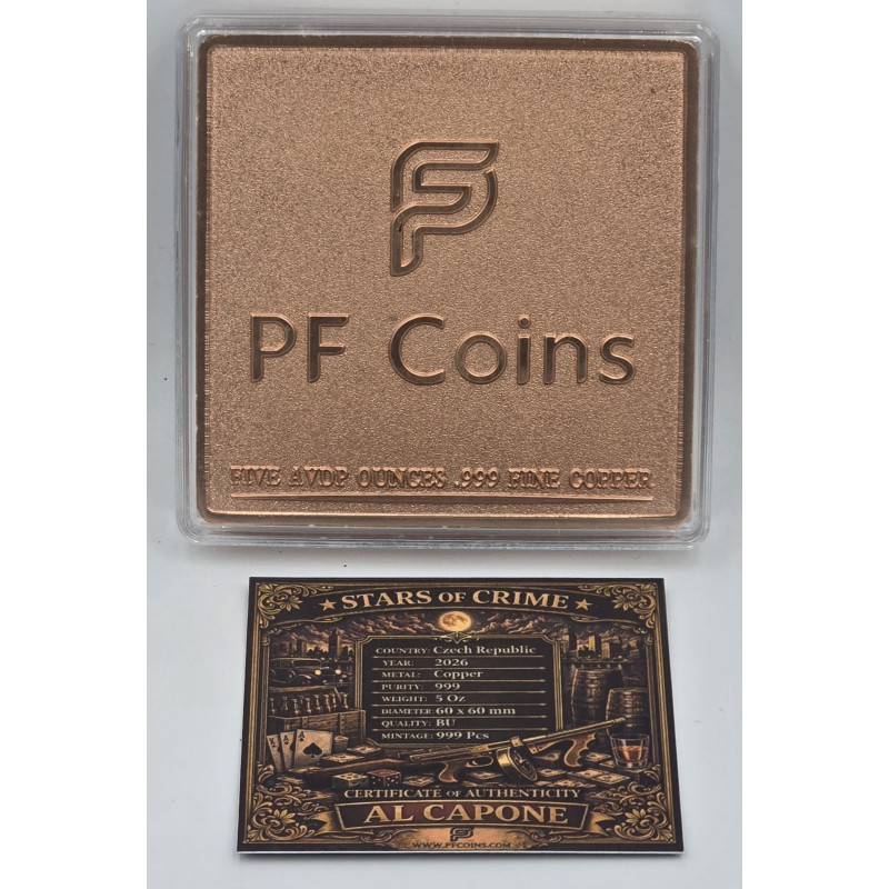 AL CAPONE Stars of Crime 5 Oz 999 Copper Bar 2026 GOLD AND SILVER BULLION