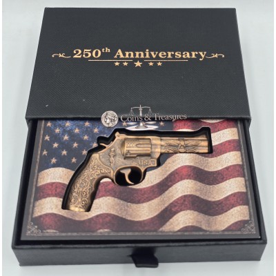 REVOLVER 3D Pistol Gun 250th Anniversary 2.5 Oz Copper 999 Medal