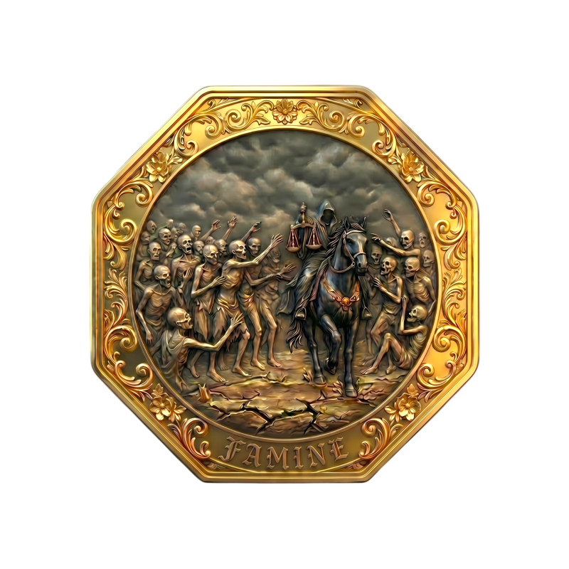Four Horsemen of the Apocalypse Famine 24k Gold Gilded 5 oz Copper GOLD AND SILVER BULLION
