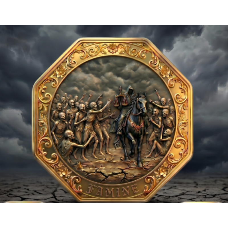 Four Horsemen of the Apocalypse Famine 24k Gold Gilded 5 oz Copper GOLD AND SILVER BULLION