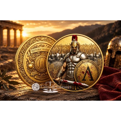 Historic Warriors Spartan Army 5 oz Colorized Copper 999 Coin