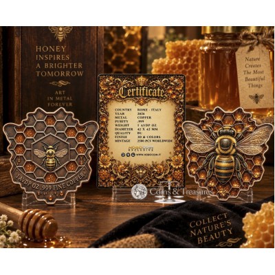 HONEY QUEEN BEE Shaped 1 Oz 999 Copper Medal 2026