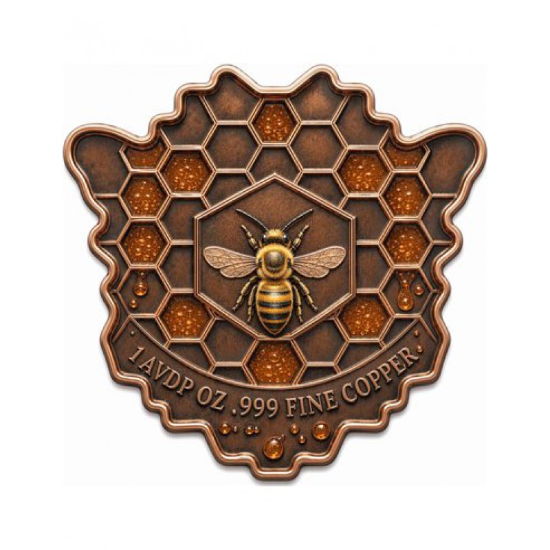 HONEY QUEEN BEE Shaped 1 Oz 999 Copper Medal 2026 GOLD AND SILVER BULLION