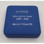 CYPRUS 2018 SILVER PROOF 5 EURO 10 years EURO ANCIENT TALENT WORLD COINS