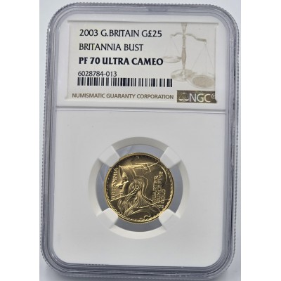 UK Great Britain 2003 Gold Proof 25 P Britannia NGC PF70 UC POP 1