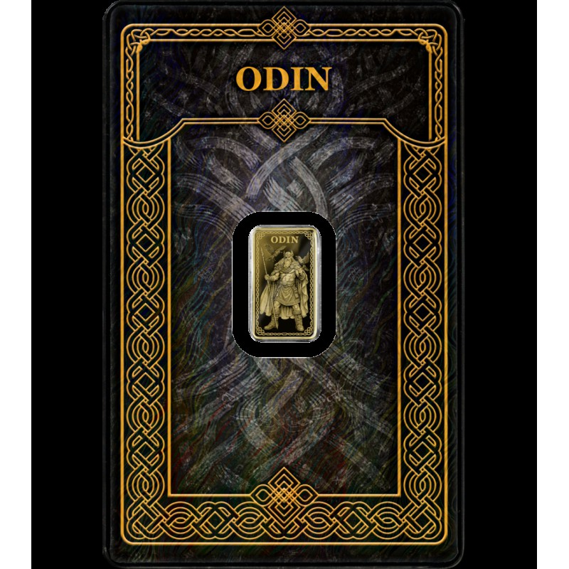 Gods of Germania Odin 1/100 oz Pure Gold bar 999.9 sealed in Blister pack GOLD AND SILVER BULLION