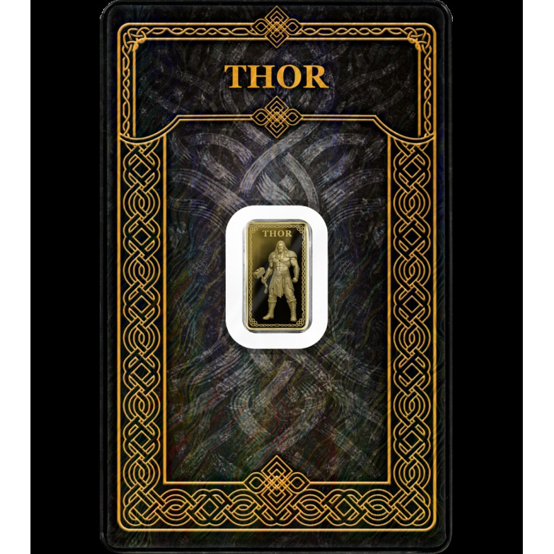 Gods of Germania Thor 1/100 oz Pure Gold bar 999.9 GOLD AND SILVER BULLION