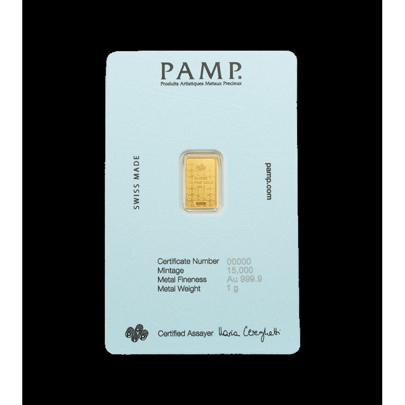 Gold bar Au 999.9 PAMP Maradona 1g Pure Gold bar in Blister pack GOLD AND SILVER BULLION
