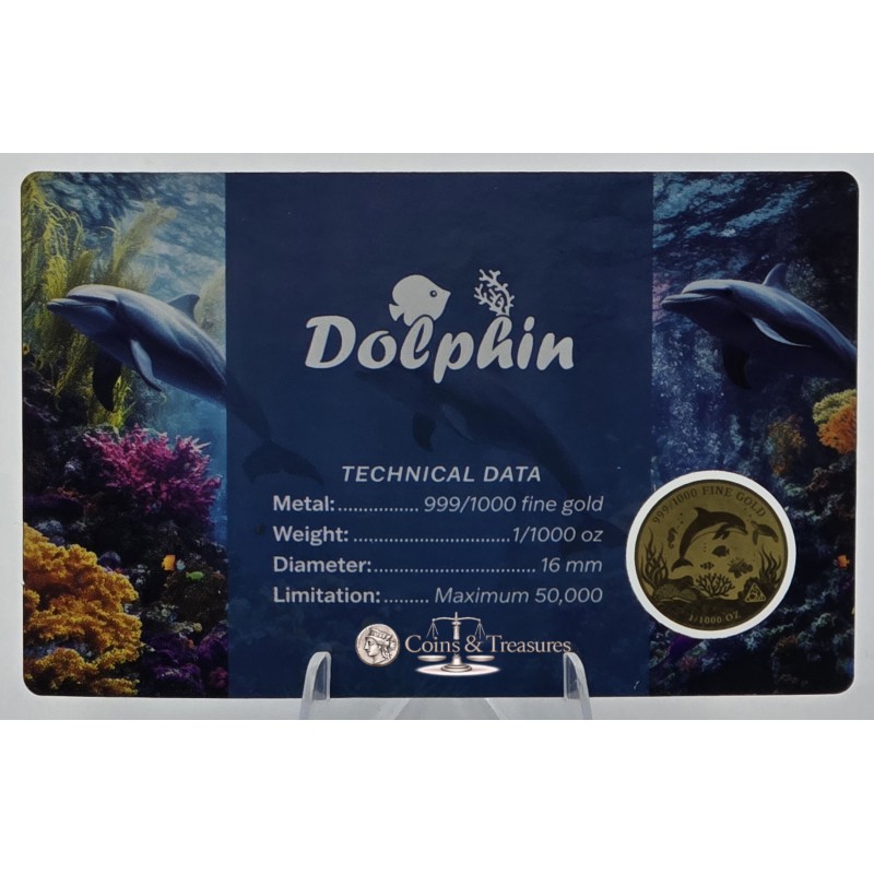 Dolphin Fish 1/1000 Oz Gold coin coin medal 999 GOLD AND SILVER BULLION