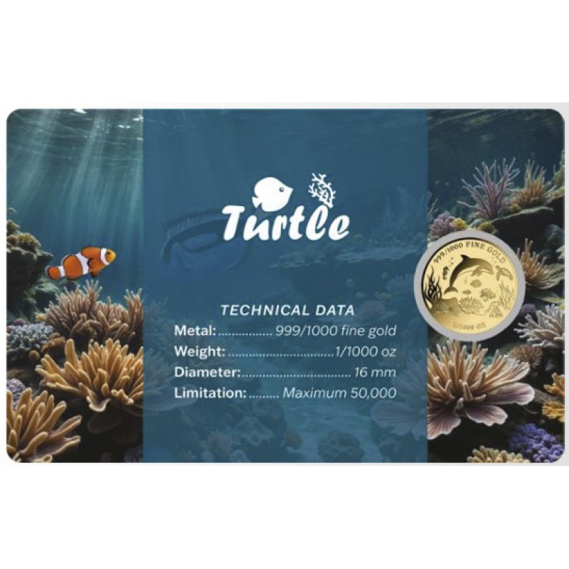 Sea Turtle 1/1000 Oz Gold coin medal 999 GOLD AND SILVER BULLION
