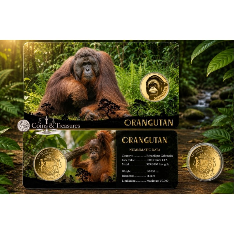 Big Five of Asia animals Orangutan 1/1000 Oz Gold Coin GOLD AND SILVER BULLION