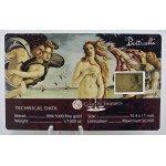 BIRTH OF VENUS Botticelli 1/1000 Oz .999 Gold in Coin card 2023 GOLD AND SILVER BULLION