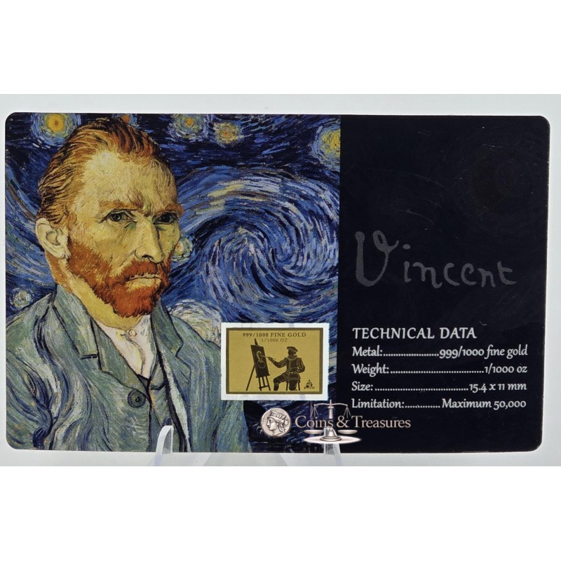 Vincent Van Gogh Collage 1/1000 Oz 999 Gold in Coin card GOLD AND SILVER BULLION