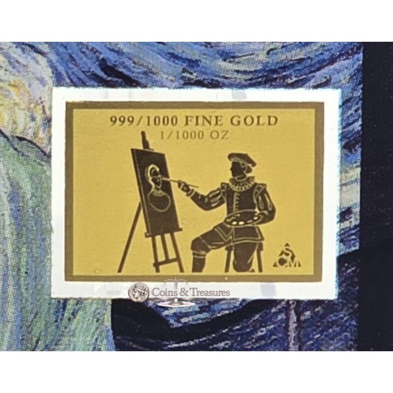 Vincent Van Gogh Collage 1/1000 Oz 999 Gold in Coin card GOLD AND SILVER BULLION