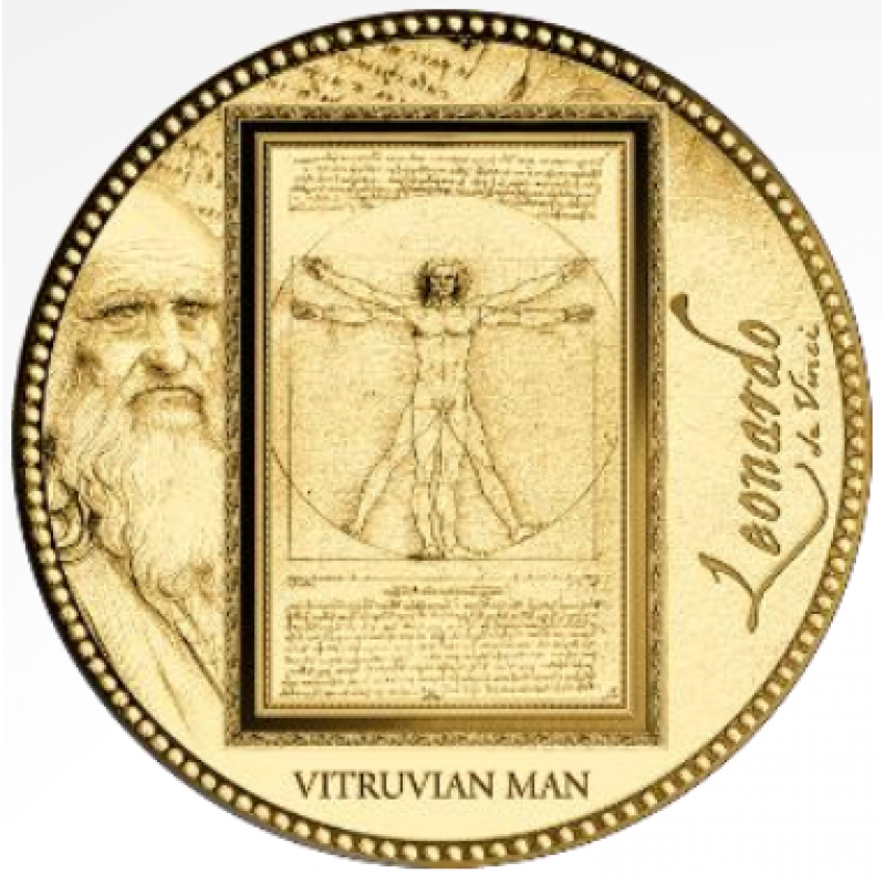Da Vinci Vitruvian man 1/200 Oz Gold .999 coin GOLD AND SILVER BULLION