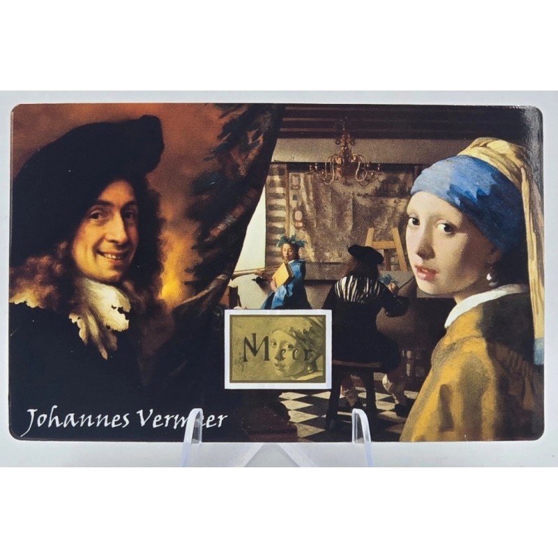 Johannes Vermeer Collage 1/1000 Oz .999 Gold in Coin card GOLD AND SILVER BULLION