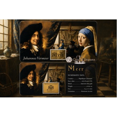 Johannes Vermeer Collage 1/1000 Oz .999 Gold in Coin card