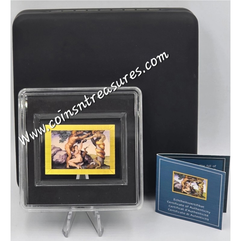 Michelangelo The fall of man 1/200 Oz Gold .999 coin Tokelau 2 dollars GOLD AND SILVER BULLION