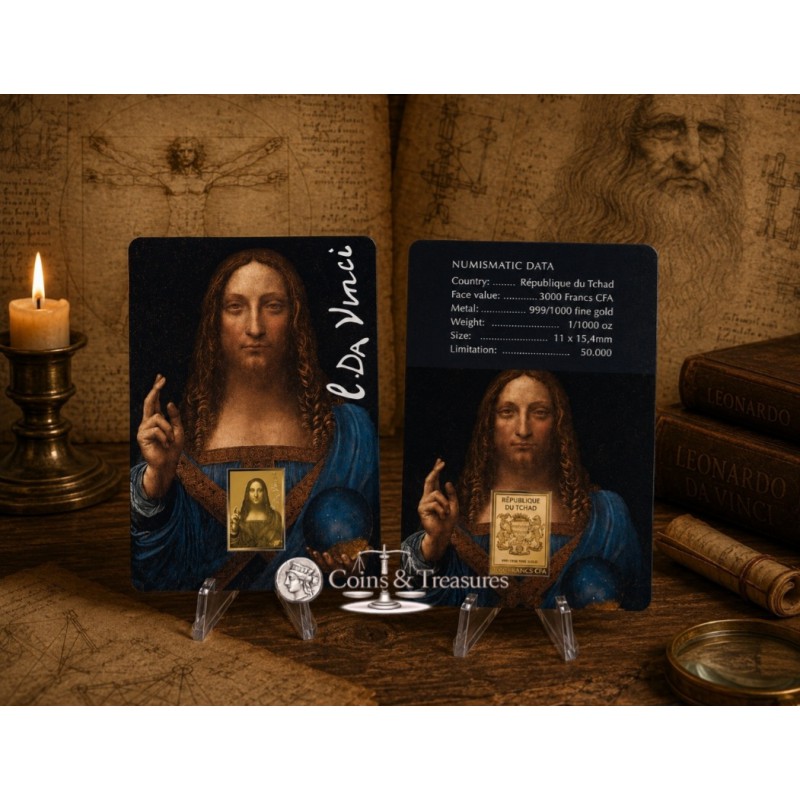 Salvator Mundi Da Vinci 1/1000 Oz Gold .999 Coin Chad GOLD AND SILVER BULLION