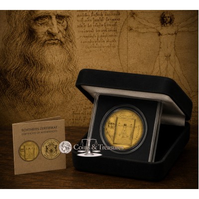 Da Vinci Vitruvian man 1/200 Oz Gold .999 coin