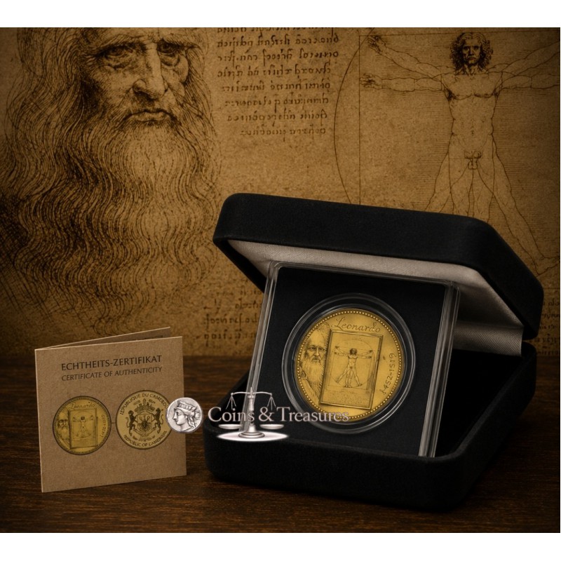 Da Vinci Vitruvian man 1/200 Oz Gold .999 coin GOLD AND SILVER BULLION