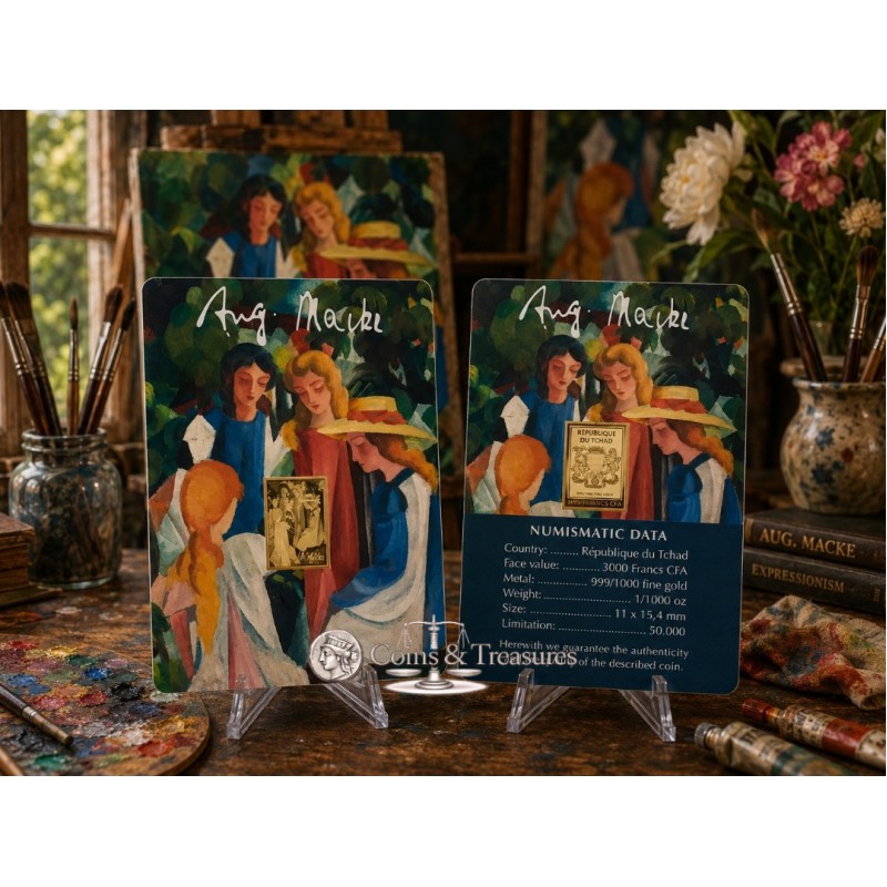 August Macke Four Girls 1/1000 Oz Gold Coin Chad GOLD AND SILVER BULLION