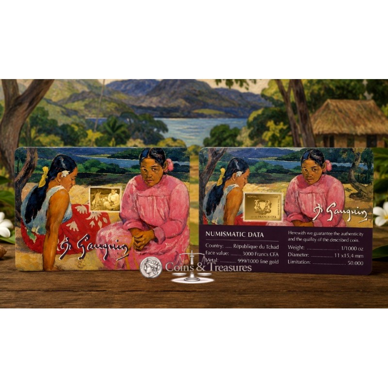 Paul Gauguin Tahitian Women on the Beach 1/1000 Oz Gold Coin Chad GOLD AND SILVER BULLION