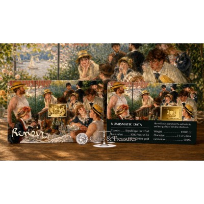 Renoir The Rowers Breakfast 1/1000 Oz Gold Coin 3000 Francs Chad 2024