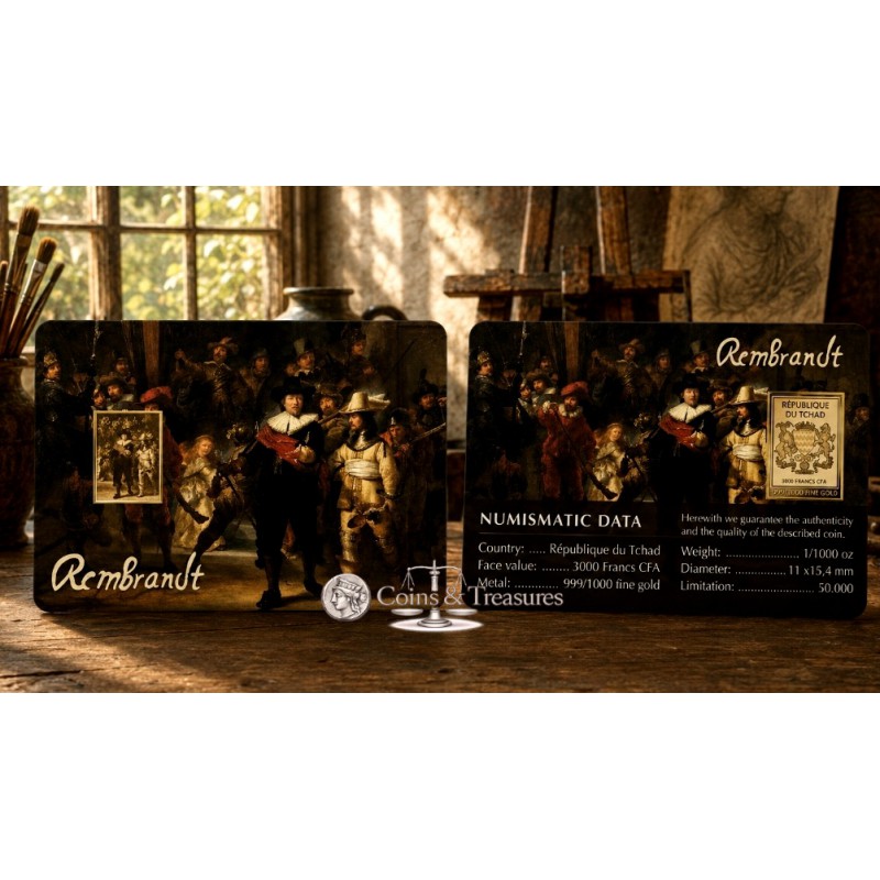 Nightwatch By Rembrandt 1/1000 Oz 999 Gold Coin Bar GOLD AND SILVER BULLION