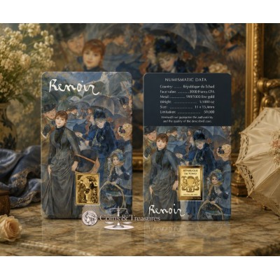 Renoir The Umbrellas 1/1000 Oz Gold Coin 3000 Francs Chad 2024