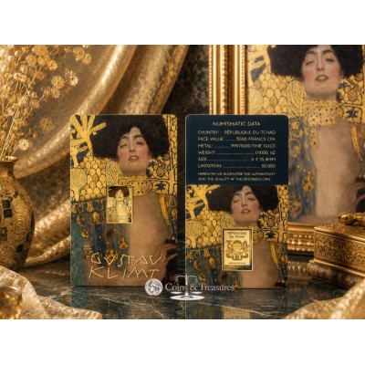 Gustav Klimt Judith and the Head of Holofernes 1/1000 Oz Gold Coin 3000 Francs Chad 2024