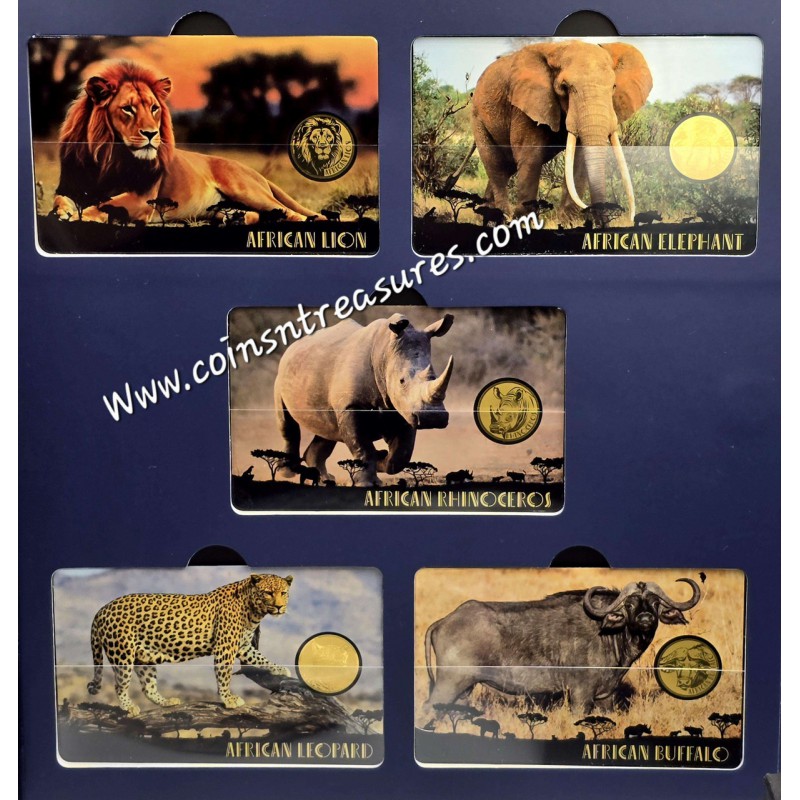 African Animals Big 5 collection 1/1000 Oz .999 Gold coins Album GOLD AND SILVER BULLION