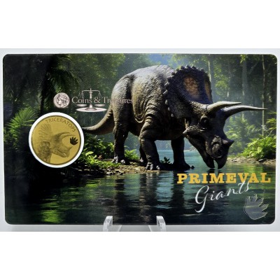 Triceratops Dinosaur Primeval Giants 1/1000 Oz Gold Coin
