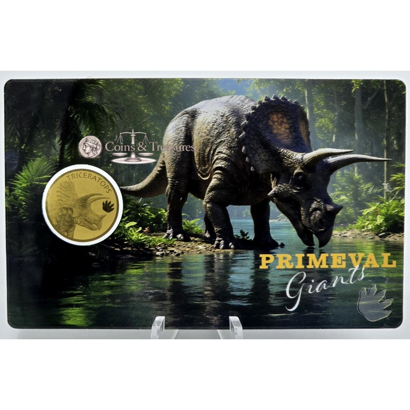 Triceratops Dinosaur Primeval Giants 1/1000 Oz Gold Coin GOLD AND SILVER BULLION