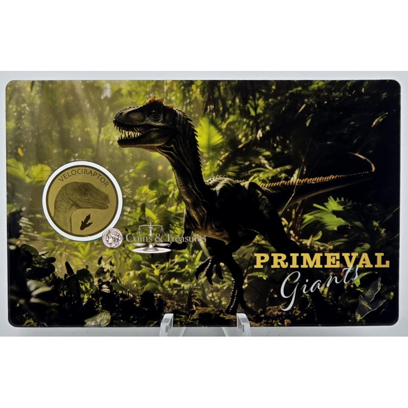 Velociraptor Dinosaur Primeval Giants 1/1000 Oz Gold Coin GOLD AND SILVER BULLION