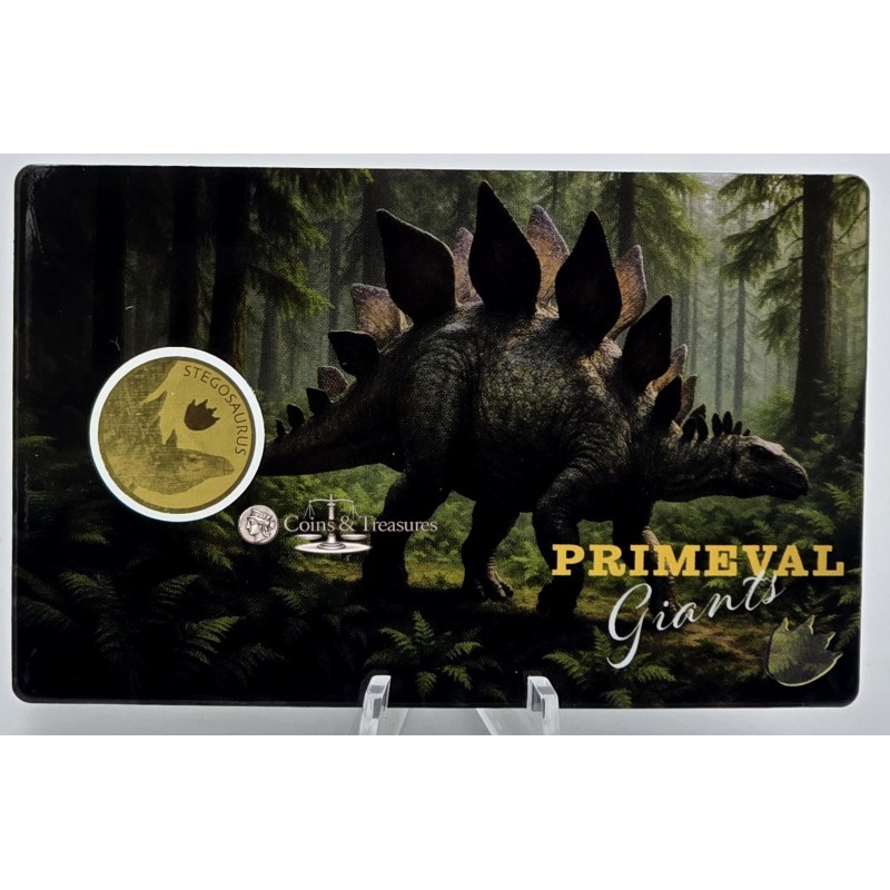 Stegosaurus Dinosaur Primeval Giants 1/1000 Oz Gold Coin GOLD AND SILVER BULLION