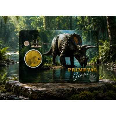 Triceratops Dinosaur Primeval Giants 1/1000 Oz Gold Coin