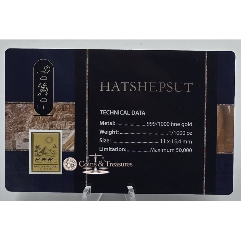Hatshepsut 1/1000 Oz .999 Gold in Coin card 3000 Francs Chad GOLD AND SILVER BULLION