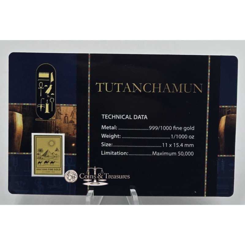 TUTANCHAMUN 1/1000 Oz .999 Gold in Coin card GOLD AND SILVER BULLION