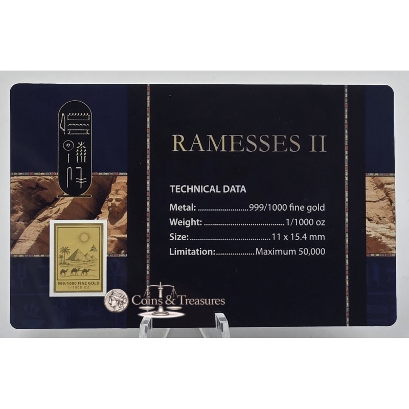 Ramesses II 1/1000 Oz .999 Gold in Coin card 3000 Francs Chad GOLD AND SILVER BULLION