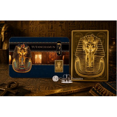 TUTANCHAMUN 1/1000 Oz .999 Gold in Coin card 